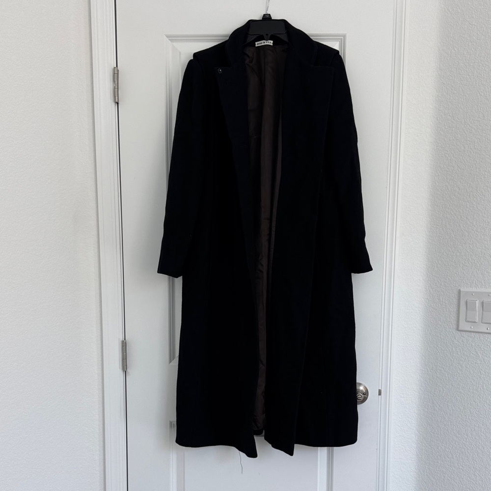 Vintage WoodCrest Black Wool Trench Coat Union Tag
